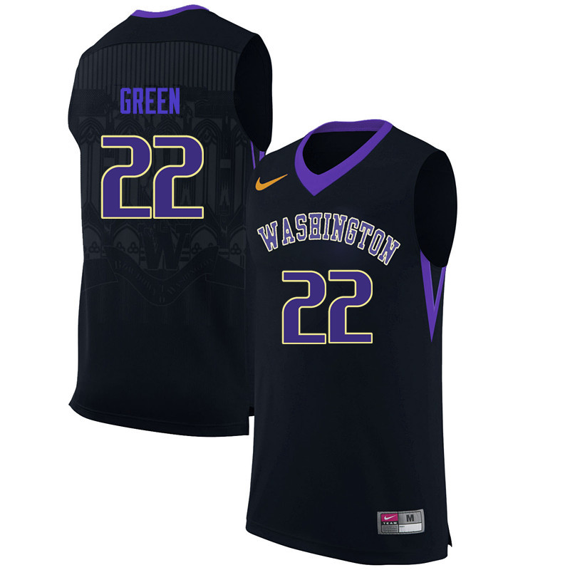 Men Washington Huskies #22 Dominic Green College Basketball Jerseys Sale-Black